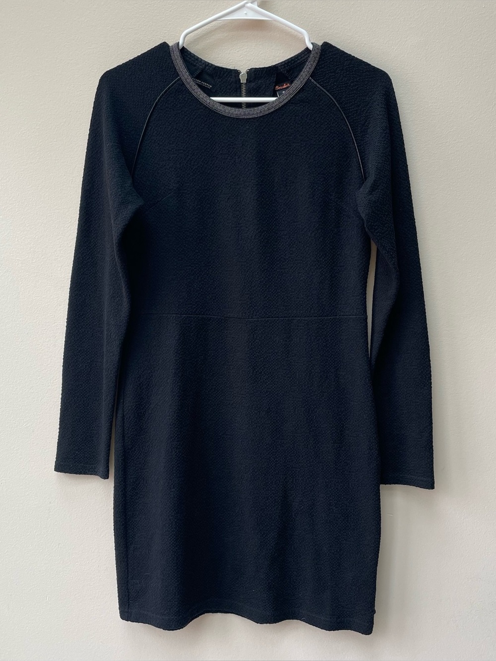 Scotch & Soda Maison Scotch Boudoir Black Long Sleeve Metallic Trim Dress Size S